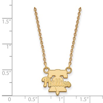 14k Gold Major League Baseball LogoArt Philadelphia Phillies Bell Small Pendant Necklace — alternate view