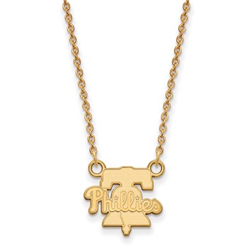 14k Gold Major League Baseball LogoArt Philadelphia Phillies Bell Small Pendant Necklace