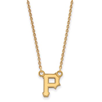 Sterling Silver Gold Plated Major League Baseball LogoArt Pittsburgh Pirates P Pendant Necklace