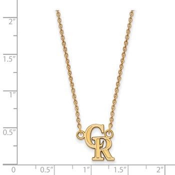 14k Gold Major League Baseball LogoArt Colorado Rockies C-R Small Pendant Necklace — alternate view