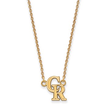 14k Gold Major League Baseball LogoArt Colorado Rockies C-R Small Pendant Necklace