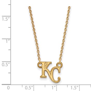 Sterling Silver Gold Plated Major League Baseball LogoArt Kansas City Royals K-C Necklace — alternate view