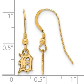 Sterling Silver Gold Plated Major League Baseball LogoArt Detroit Tigers Letter D Earrings — alternate view