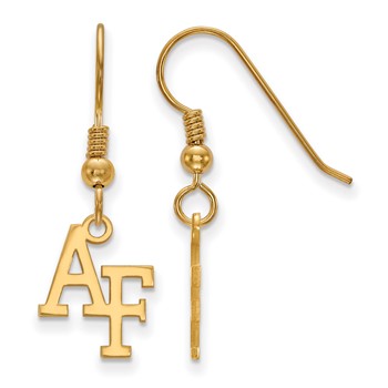 Sterling Silver Gold-plated LogoArt United States Air Force Academy A-F Small Dangle Wire Earrings