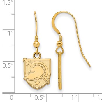 Sterling Silver Gold-plated LogoArt U.S. Military Academy Letter A Small Dangle Wire Earrings — alternate view