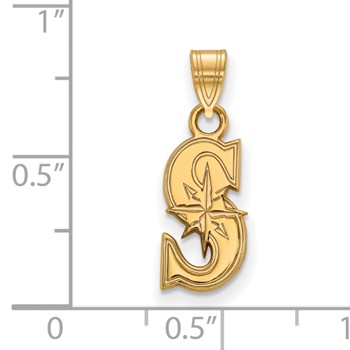 10k Gold Major League Baseball LogoArt Seattle Mariners Letter S Small Pendant — alternate view