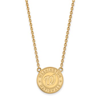 Sterling Silver Gold Plated Major League Baseball LogoArt Washington Nationals Pendant Necklace