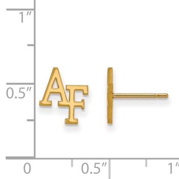 Sterling Silver Gold-plated LogoArt United States Air Force Academy A-F Extra Small Post Earrings — alternate view