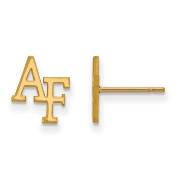 Sterling Silver Gold-plated LogoArt United States Air Force Academy A-F Extra Small Post Earrings