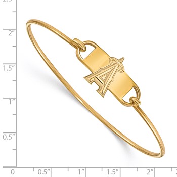 Sterling Silver Gold Plated Major League Baseball LogoArt Los Angeles Angels 7 inch Wire Bangle — alternate view