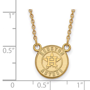 Sterling Silver Gold Plated Major League Baseball LogoArt Houston Astros Pendant Necklace — alternate view