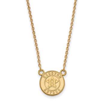 Sterling Silver Gold Plated Major League Baseball LogoArt Houston Astros Pendant Necklace