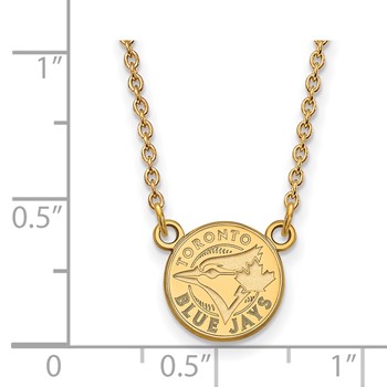 10k Gold Major League Baseball LogoArt Toronto Blue Jays Circle Small Pendant Necklace — alternate view