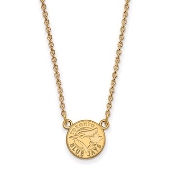 10k Gold Major League Baseball LogoArt Toronto Blue Jays Circle Small Pendant Necklace