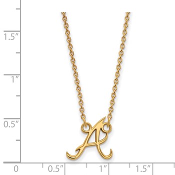Sterling Silver Gold Plated Major League Baseball LogoArt Atlanta Braves Small Necklace — alternate view