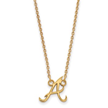 Sterling Silver Gold Plated Major League Baseball LogoArt Atlanta Braves Small Necklace