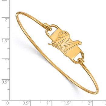 Sterling Silver Gold Plated Major League Baseball LogoArt Milwaukee Brewers Wire Bangle — alternate view