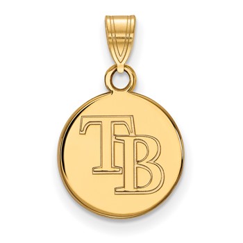 10k Gold Major League Baseball LogoArt Tampa Bay Rays Letters T-B Small Disc Pendant