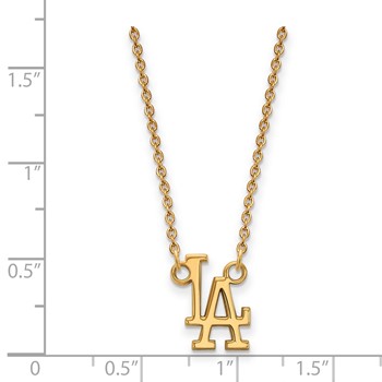 10k Gold Major League Baseball LogoArt Los Angeles Dodgers L-A Small Pendant Necklace — alternate view