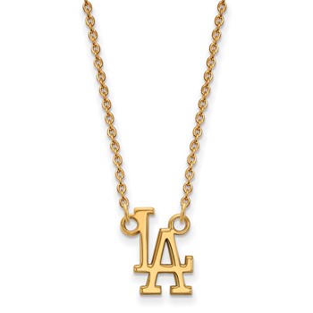 10k Gold Major League Baseball LogoArt Los Angeles Dodgers L-A Small Pendant Necklace