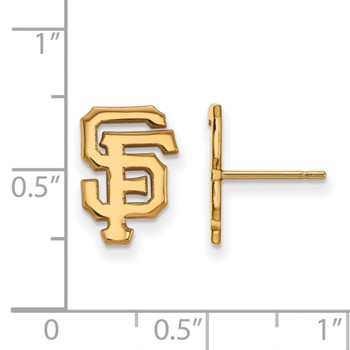 14k Gold Major League Baseball LogoArt San Francisco Giants Letters S-F Small Post Earrings — alternate view