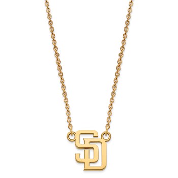 14k Gold Major League Baseball LogoArt San Diego Padres Letters S-D Small Pendant Necklace — alternate view