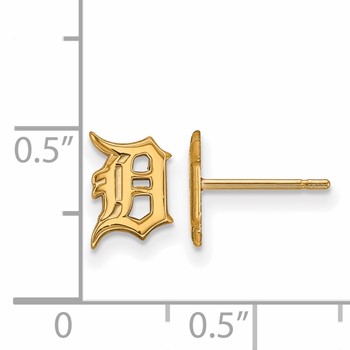 10k Gold Major League Baseball LogoArt Detroit Tigers Letter D Post Earrings — alternate view