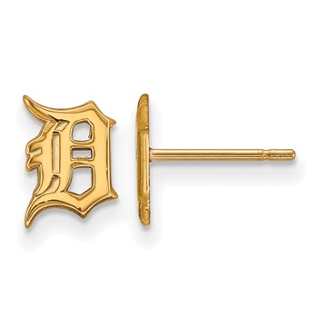 10k Gold Major League Baseball LogoArt Detroit Tigers Letter D Post Earrings