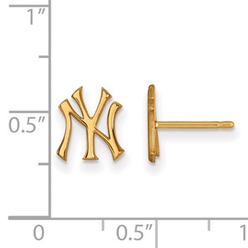 10k Gold Major League Baseball LogoArt New York Yankees N-Y Extra Small Post Earrings — alternate view