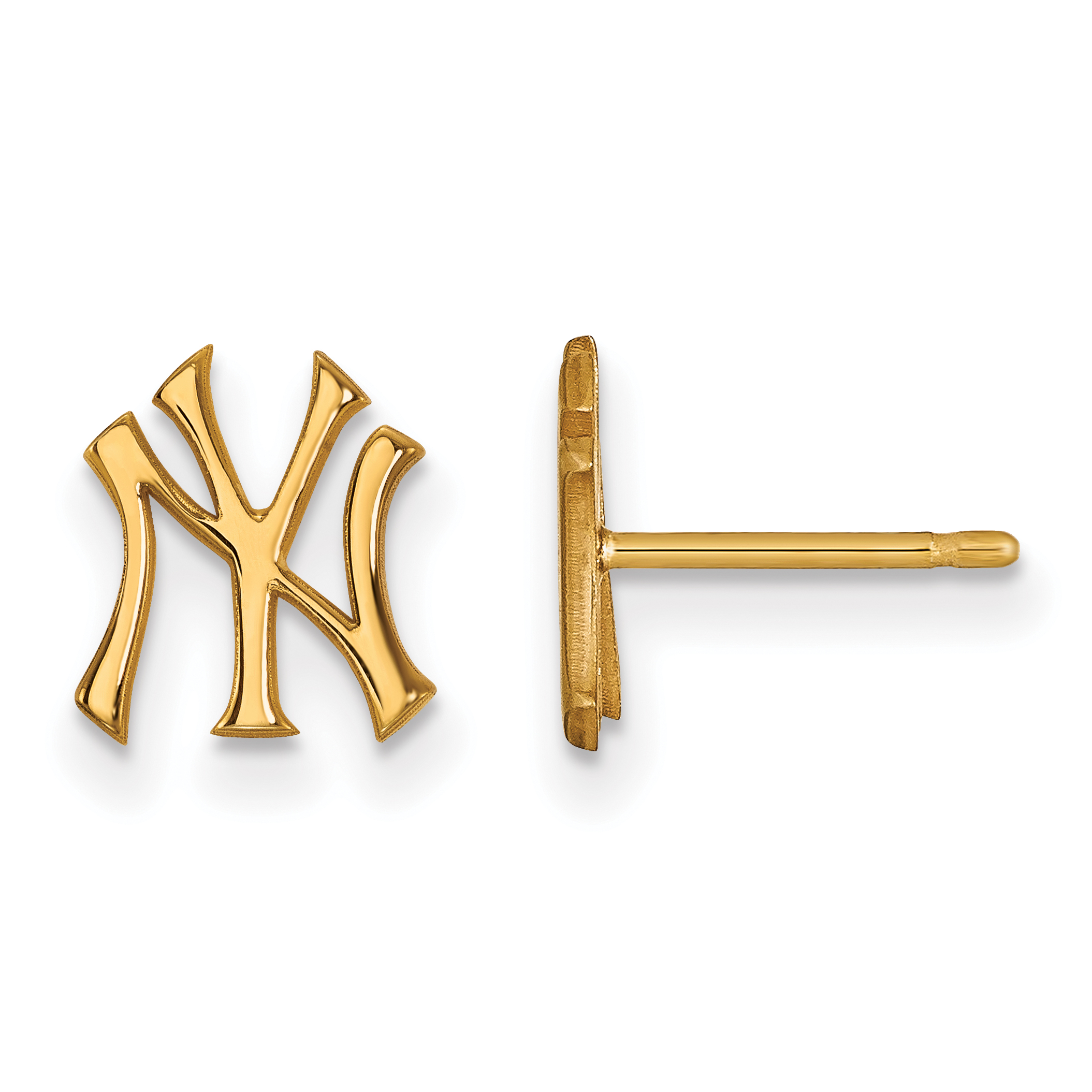 10k Gold Major League Baseball LogoArt New York Yankees N-Y Extra Small Post Earrings