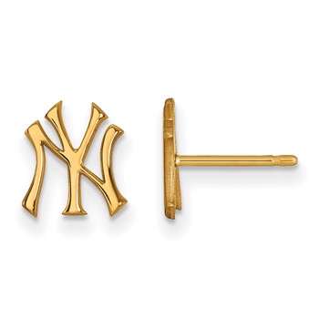 10k Gold Major League Baseball LogoArt New York Yankees N-Y Extra Small Post Earrings