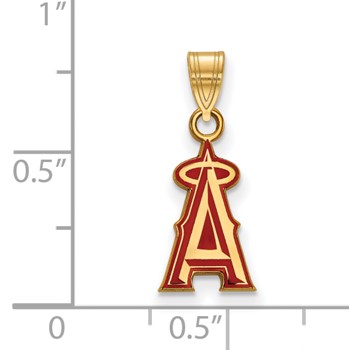 Sterling Silver Gold Plated Major League Baseball LogoArt Los Angeles Angels Enameled Pendant — alternate view