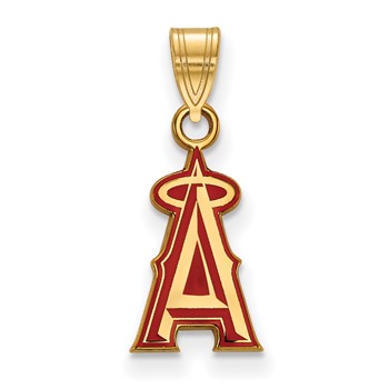 Sterling Silver Gold Plated Major League Baseball LogoArt Los Angeles Angels Enameled Pendant