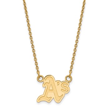 Sterling Silver Gold Plated Major League Baseball LogoArt Oakland Athletics Pendant Necklace — alternate view