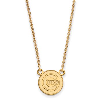 10k Gold Major League Baseball LogoArt Chicago Cubs Small Pendant Necklace