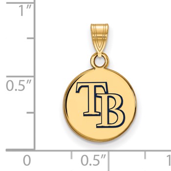Sterling Silver Gold Plated Major League Baseball LogoArt Tampa Bay Rays Enameled Pendant — alternate view