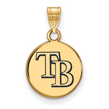 Sterling Silver Gold Plated Major League Baseball LogoArt Tampa Bay Rays Enameled Pendant