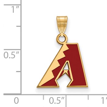 Sterling Silver Gold Plated Major League Baseball LogoArt Arizona Diamondbacks Enamel Pendant — alternate view