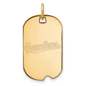 10k Gold Major League Baseball LogoArt Cleveland Guardians Small Dog Tag Pendant