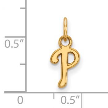 10k Gold Major League Baseball LogoArt Philadelphia Phillies Letter P Extra Small Pendant — alternate view