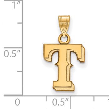 14k Gold Major League Baseball LogoArt Texas Rangers Letter T Small Pendant — alternate view