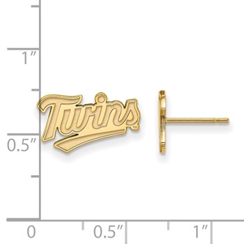 10k Gold Major League Baseball LogoArt Minnesota Twins T-C Extra Small Post Earrings — alternate view