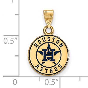 Sterling Silver Gold Plated Major League Baseball LogoArt Houston Astros Enamel Pendant — alternate view