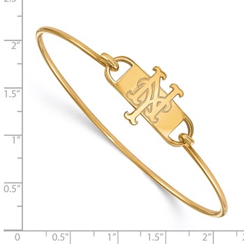 Sterling Silver Gold Plated Major League Baseball LogoArt New York Mets N-Y Wire Bangle — alternate view