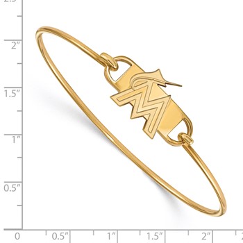 Sterling Silver Gold Plated Major League Baseball LogoArt Miami Marlins Wire Bangle — alternate view