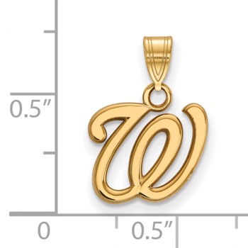 Sterling Silver Gold Plated Major League Baseball LogoArt Washington Nationals Small Pendant — alternate view