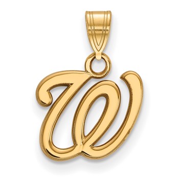 Sterling Silver Gold Plated Major League Baseball LogoArt Washington Nationals Small Pendant