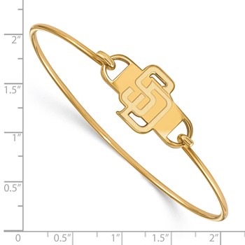 Sterling Silver Gold Plated Major League Baseball LogoArt San Diego Padres S-D Wire Bangle — alternate view