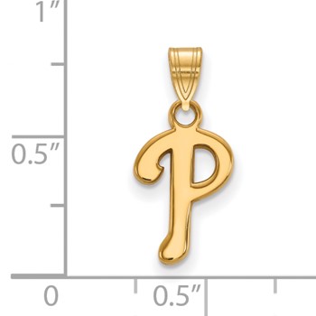 10k Gold Major League Baseball LogoArt Philadelphia Phillies Letter P Small Pendant — alternate view