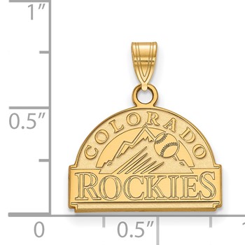Sterling Silver Gold Plated Major League Baseball LogoArt Colorado Rockies Small Pendant — alternate view